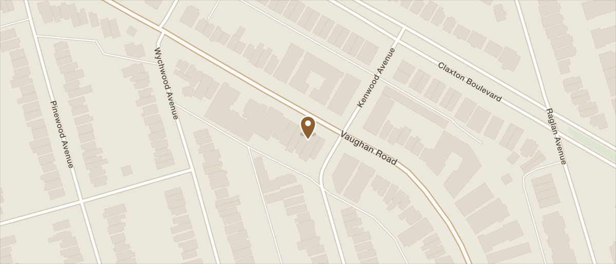 Map of 224 Vaughan Rd, Toronto. Map data from OpenStreetMap contributors (ODbL).